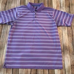 Pebble beach striped short sleeve polo shirt | size Extra Large